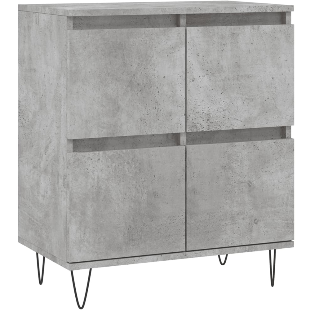 vidaXL 4 Door Concrete Grey Wooden Sideboard Set of 2 Image 5