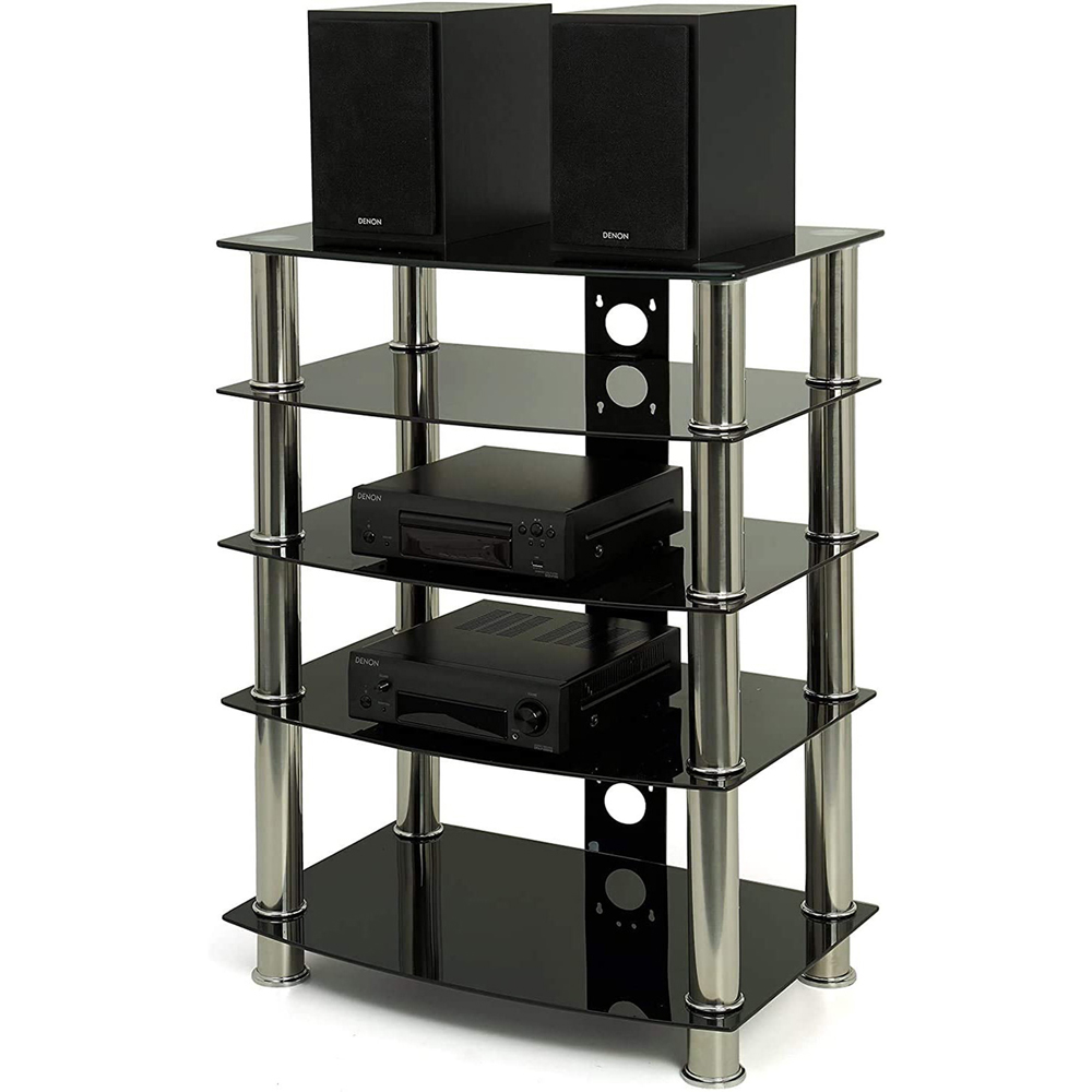 Centurion Supports Galago 5 Shelf Black and Silver Multimedia Unit Image 3