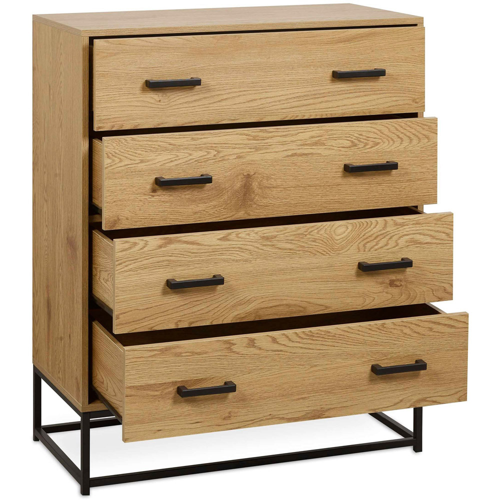 Julian Bowen Harlow 4 Drawer Light Oak Effect Chest of Drawers Image 4