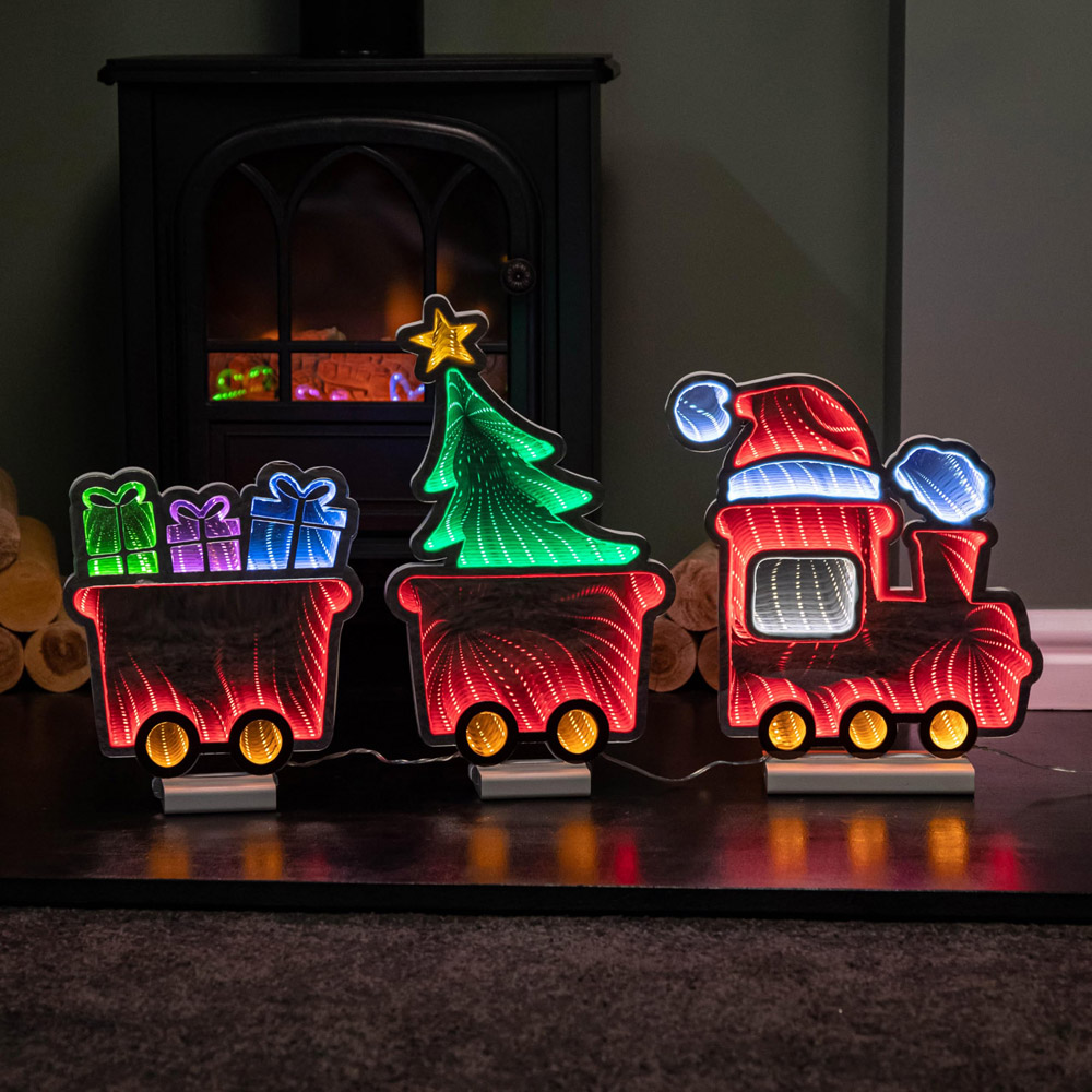 Samuel Alexander Infinity Christmas Train with 2 Carriages on Wood Base 70cm Image 1