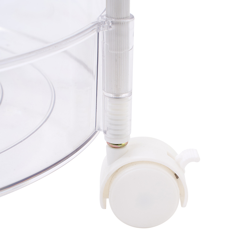 Living and Home 3 Shelf Clear Round Rolling Storage Cart Image 5
