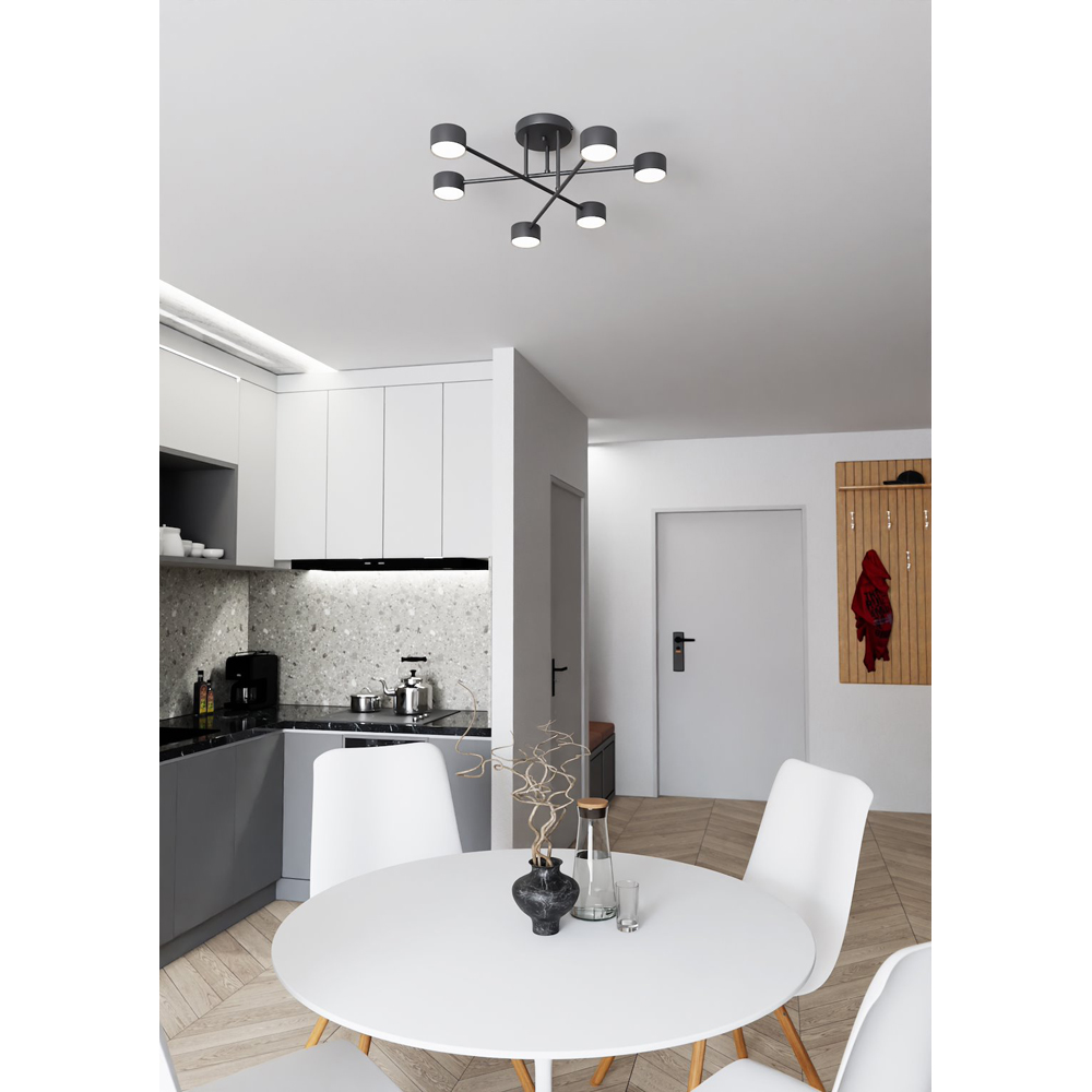 Emibig Halo 6 Light Black GX53 Ceiling Light Image 3