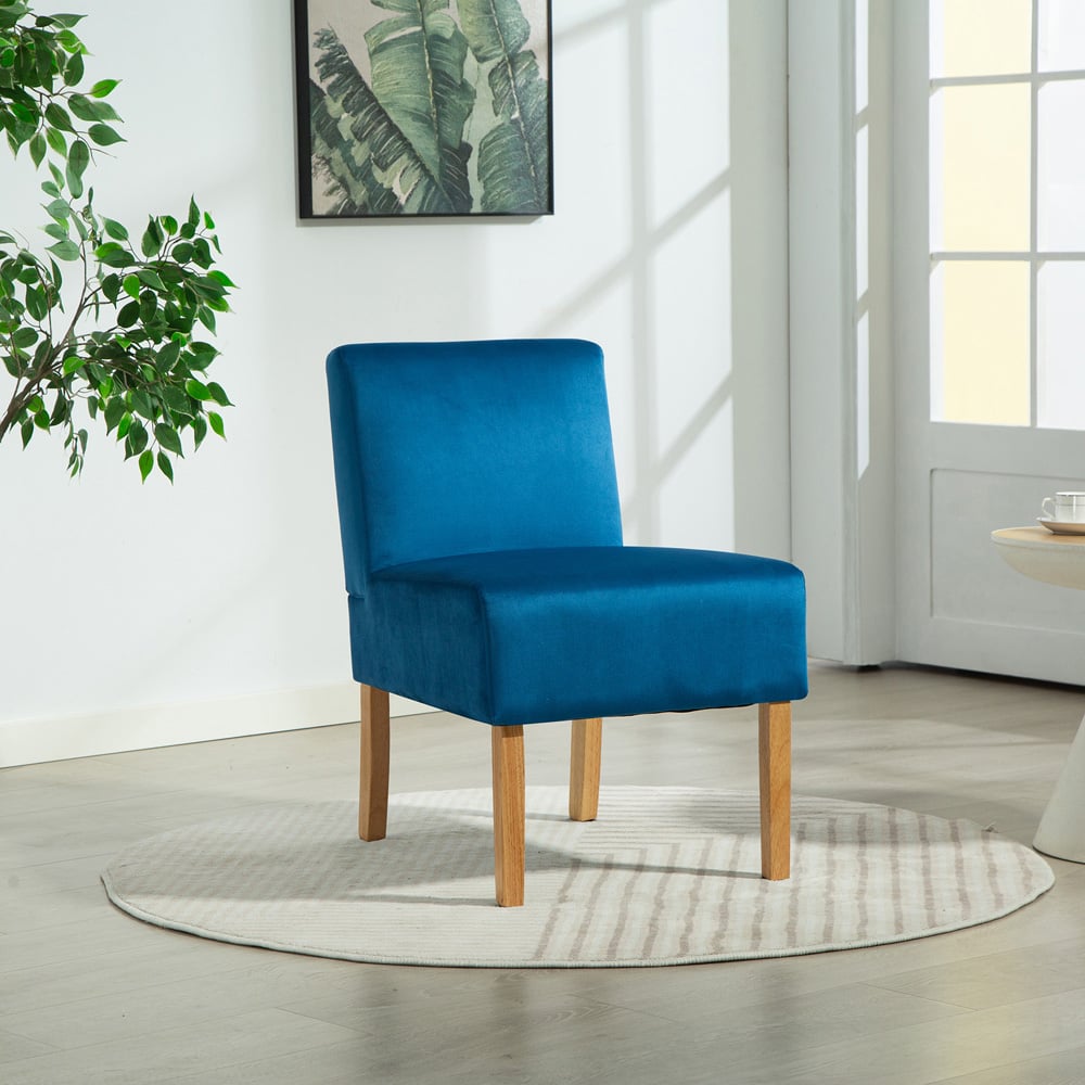 Artemis Home Corina Blue Velvet Fabric Armless Accent Chair Image 5