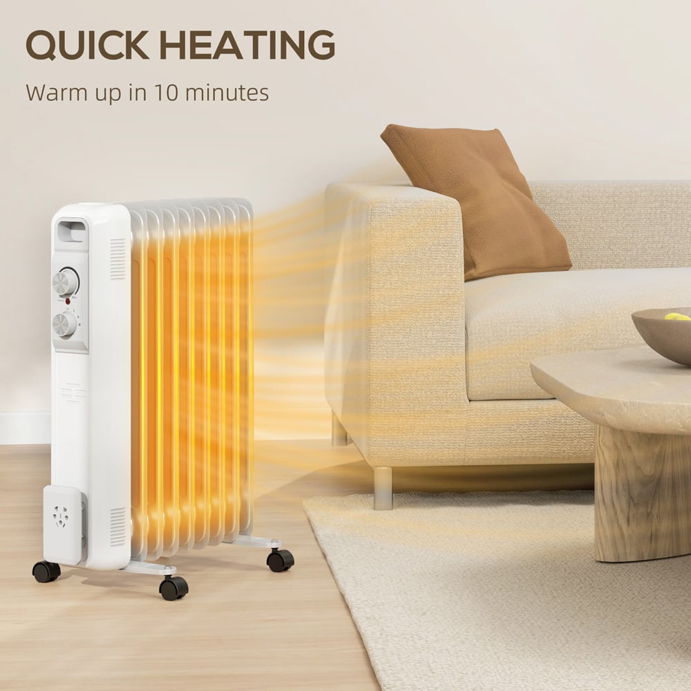 HOMCOM 9 Fin White Oil Filled Heater Radiator 1500W Image 6