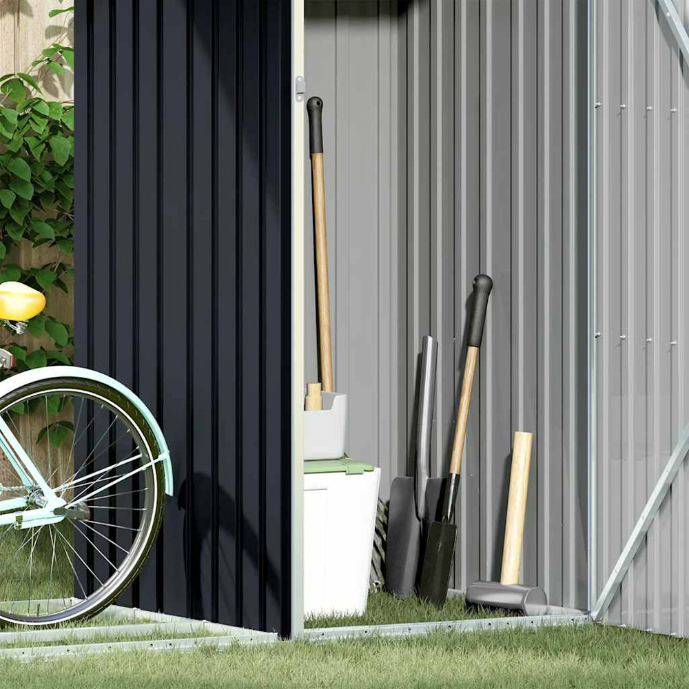 vidaXL 8 x 3.2ft Anthracite Galvanised Steel Garden Firewood Shed Image 7