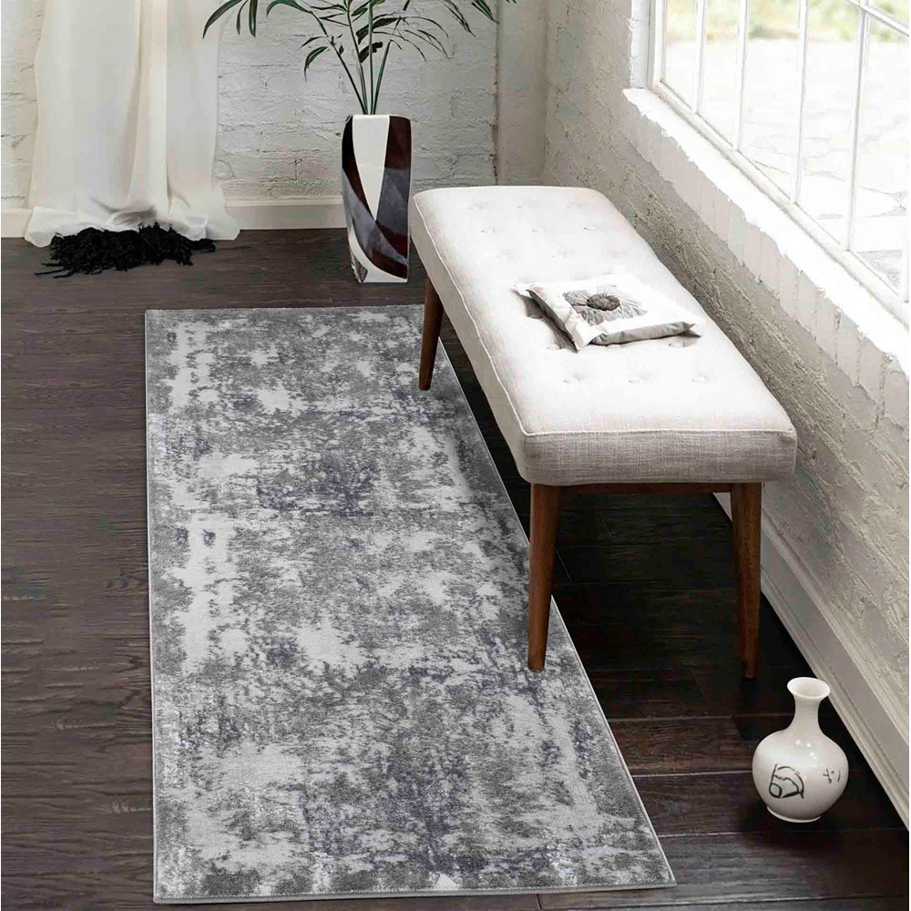 Desire Rugs Serenity Grey Abstract Acrylic Rug 60 x 220cm Image 2