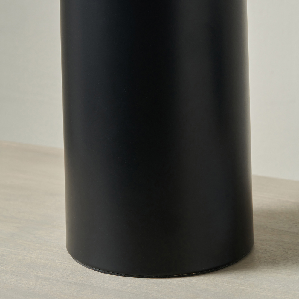 Pacific Lifestyle Oscar Natural Linen Shade Black Metal Structured Table Lamp Image 4