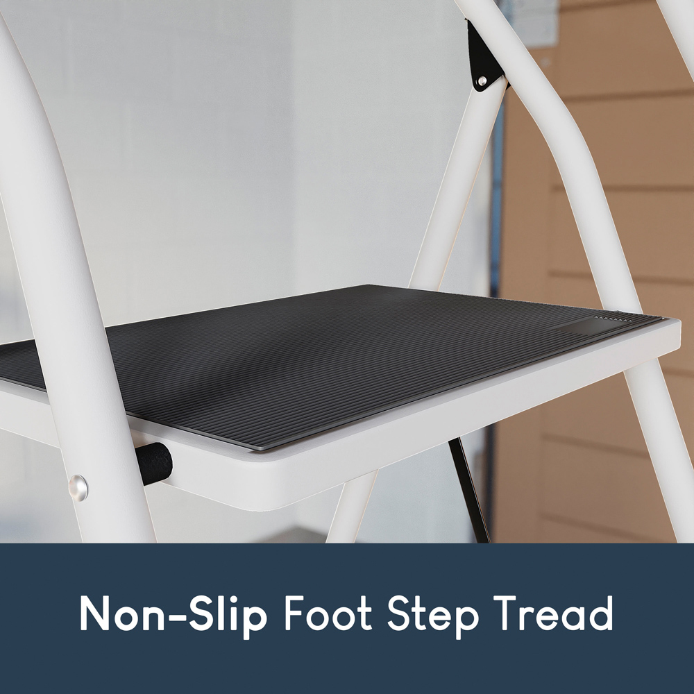 HOME VIDA 3 Step White Ladder with Handrail Image 8