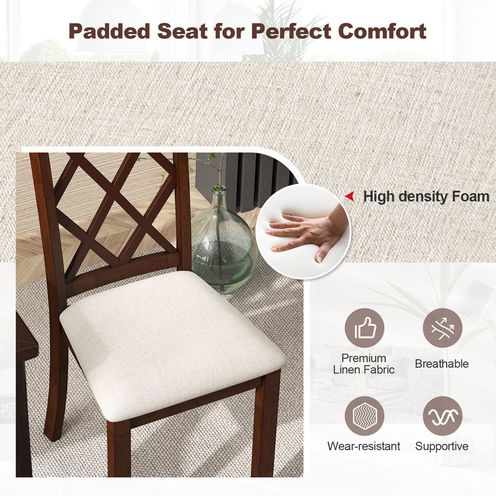 Costway Set of 2 Brown Dining Chairs with Inclined Backrest Image 6