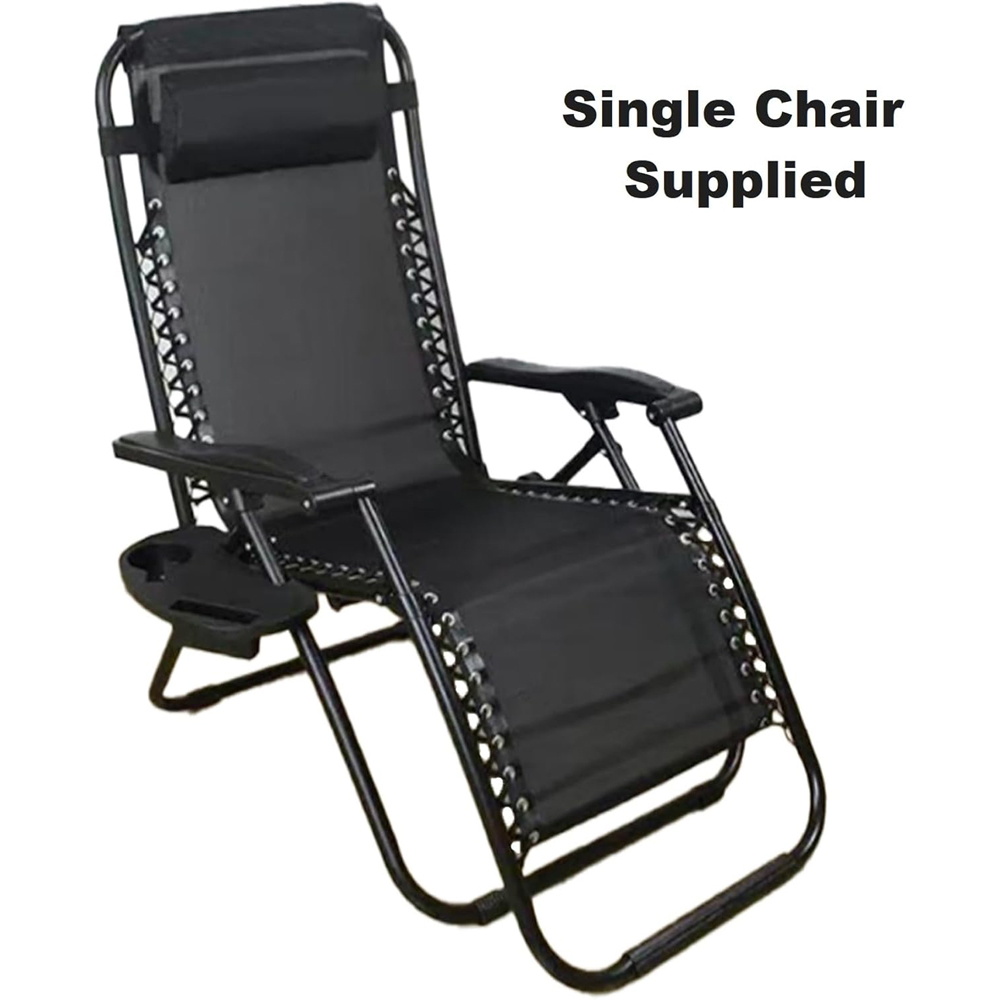 Shatchi Heavy Duty Textoline Outdoor Foldable Reclining Gravity Chair Image 2