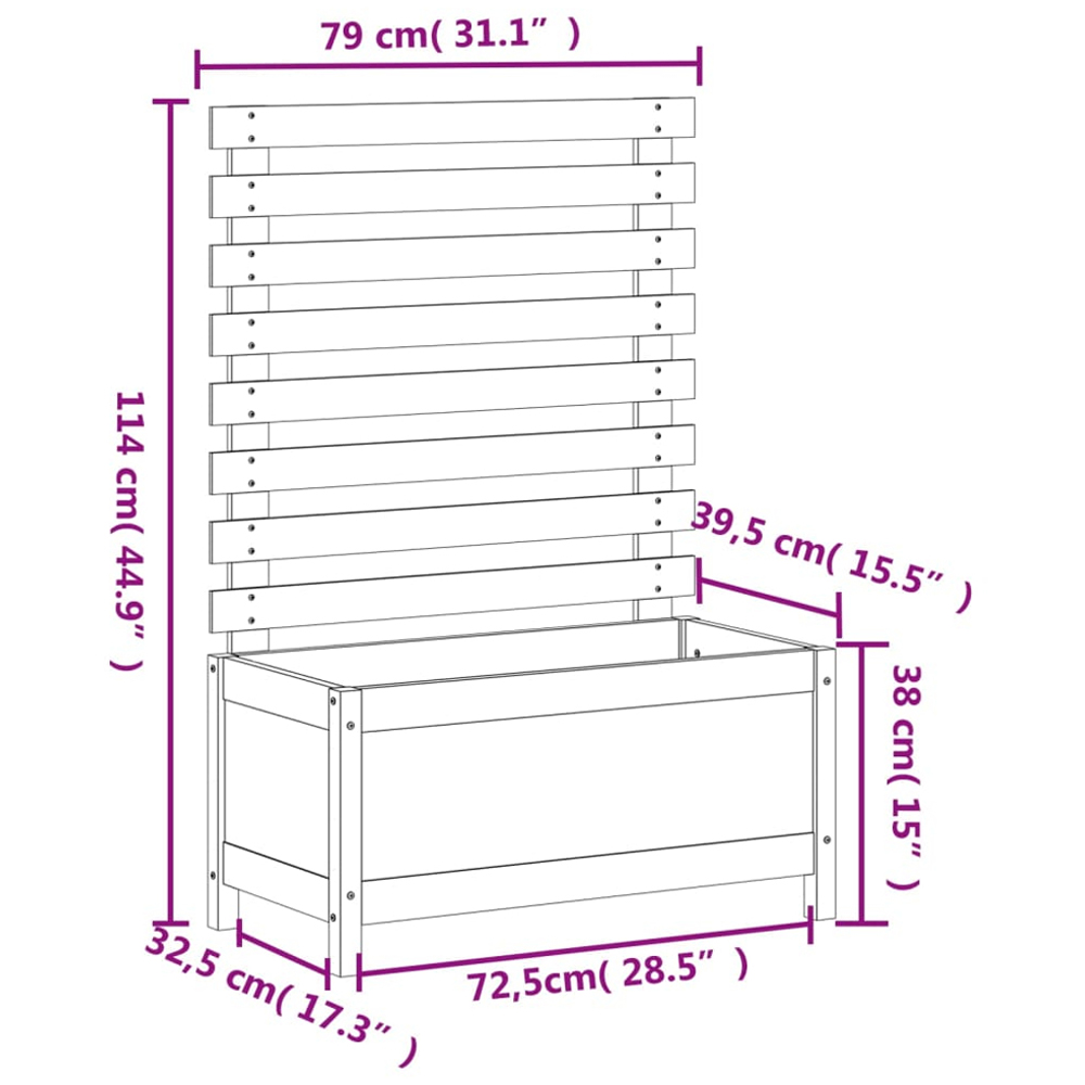 vidaXL Natural Solid Douglas Wood Garden Planter 79 x 39.5 x 114cm Image 8