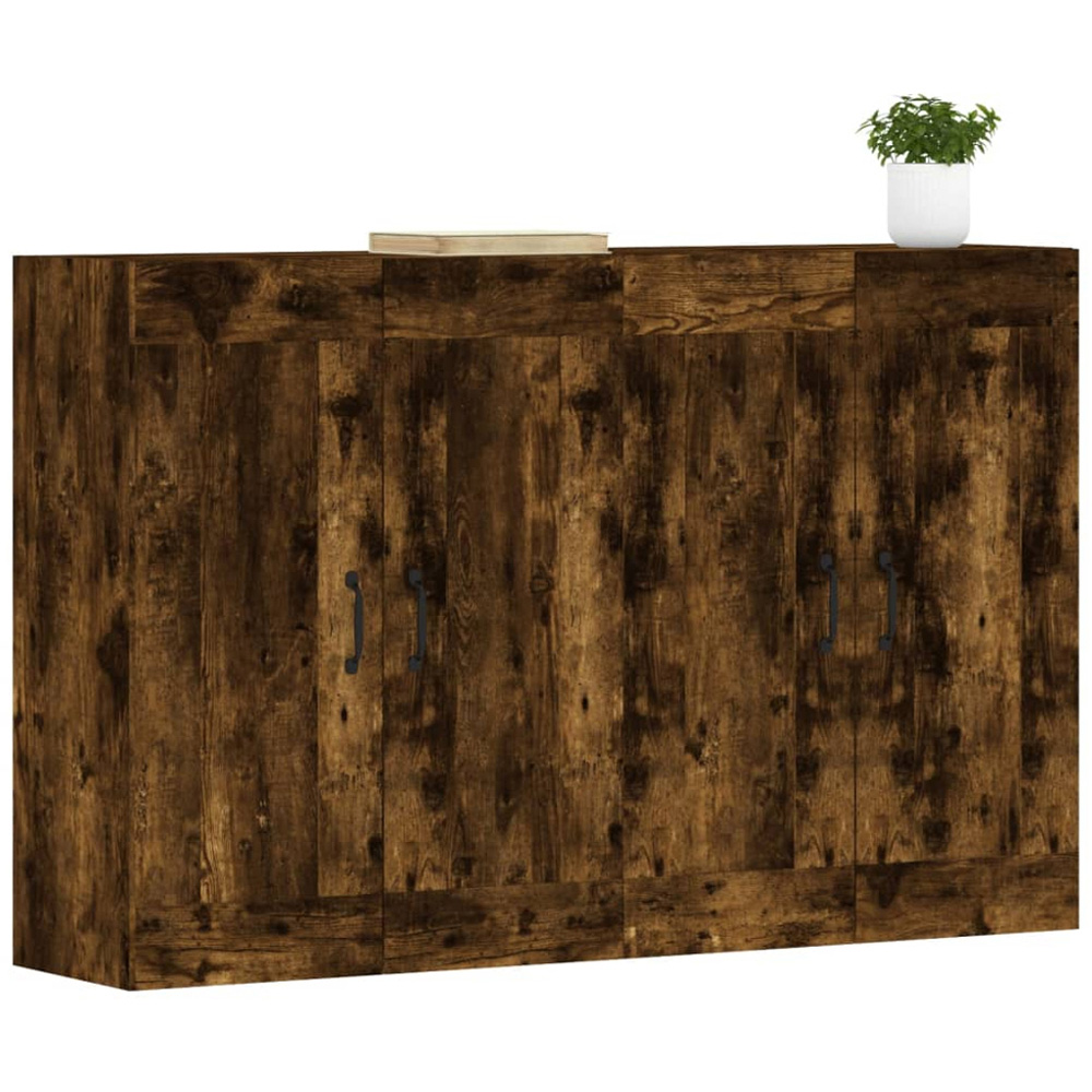 vidaXL 2 Door Smoked Oak Wall Mounted Cabinet Set of 3 Image 3
