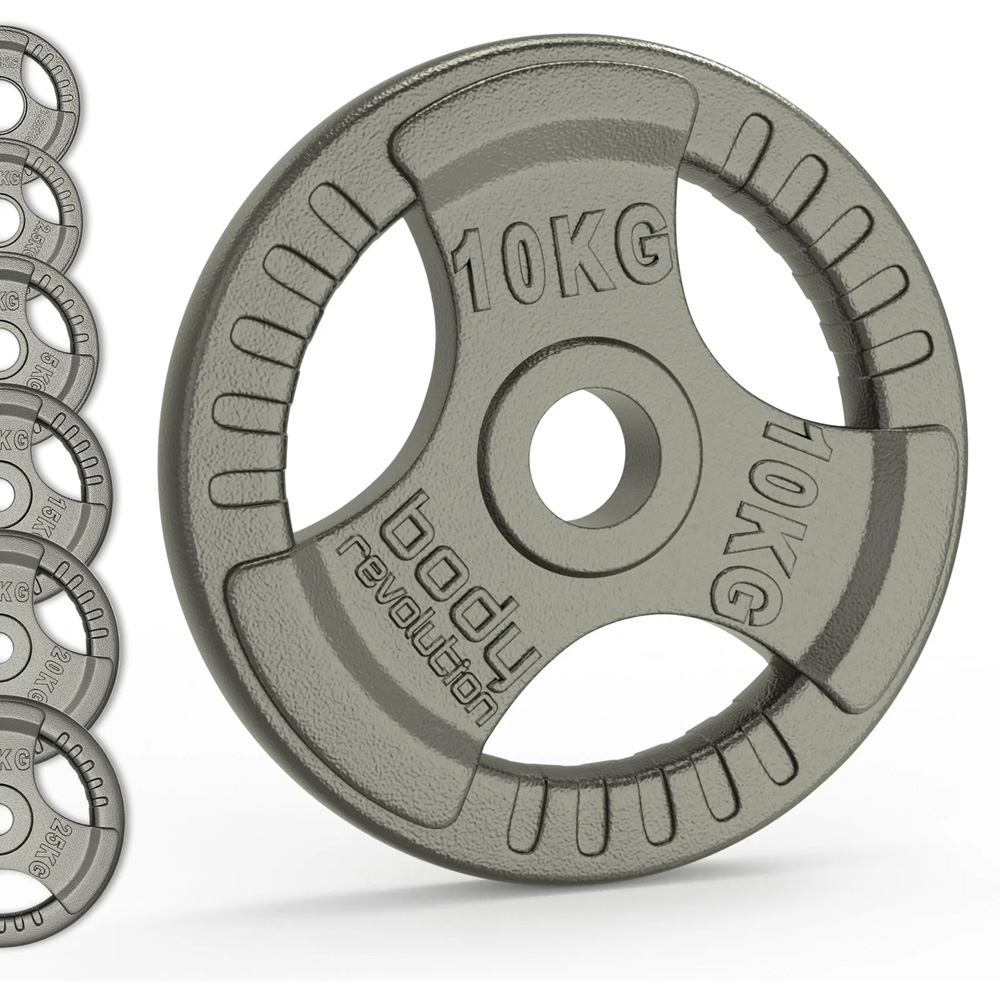 Olympic Tri Grip Cast Iron Weight Plates 10kg 2 Pack Image 2