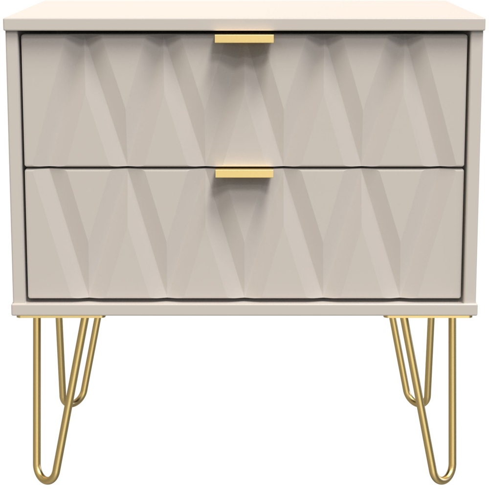 Crowndale Diamond 2 Drawer Kashmir Matt Side Table Ready Assembled Image 6