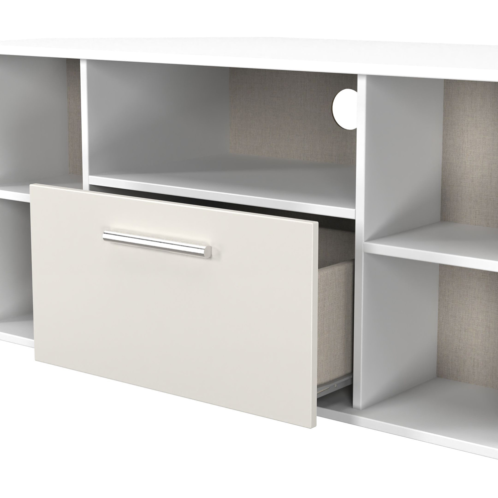 Crowndale Contrast Single Drawer 5 Shelf Grey Matt and White Corner TV Unit Ready Assembled Image 6
