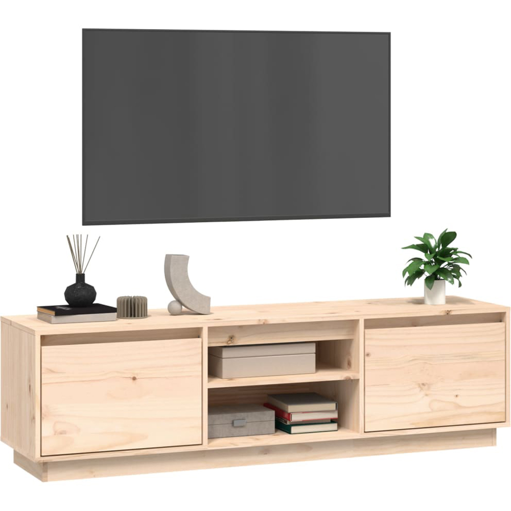 vidaXL 2 Door 2 Shelf Natural Solid Pine Wood TV Cabinet Image 6