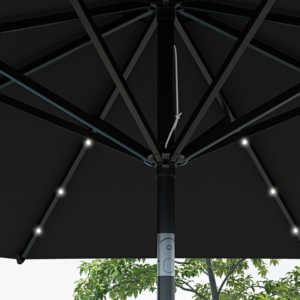 Outsunny Black LED Crank and Tilt Parasol 2.75m Image 3