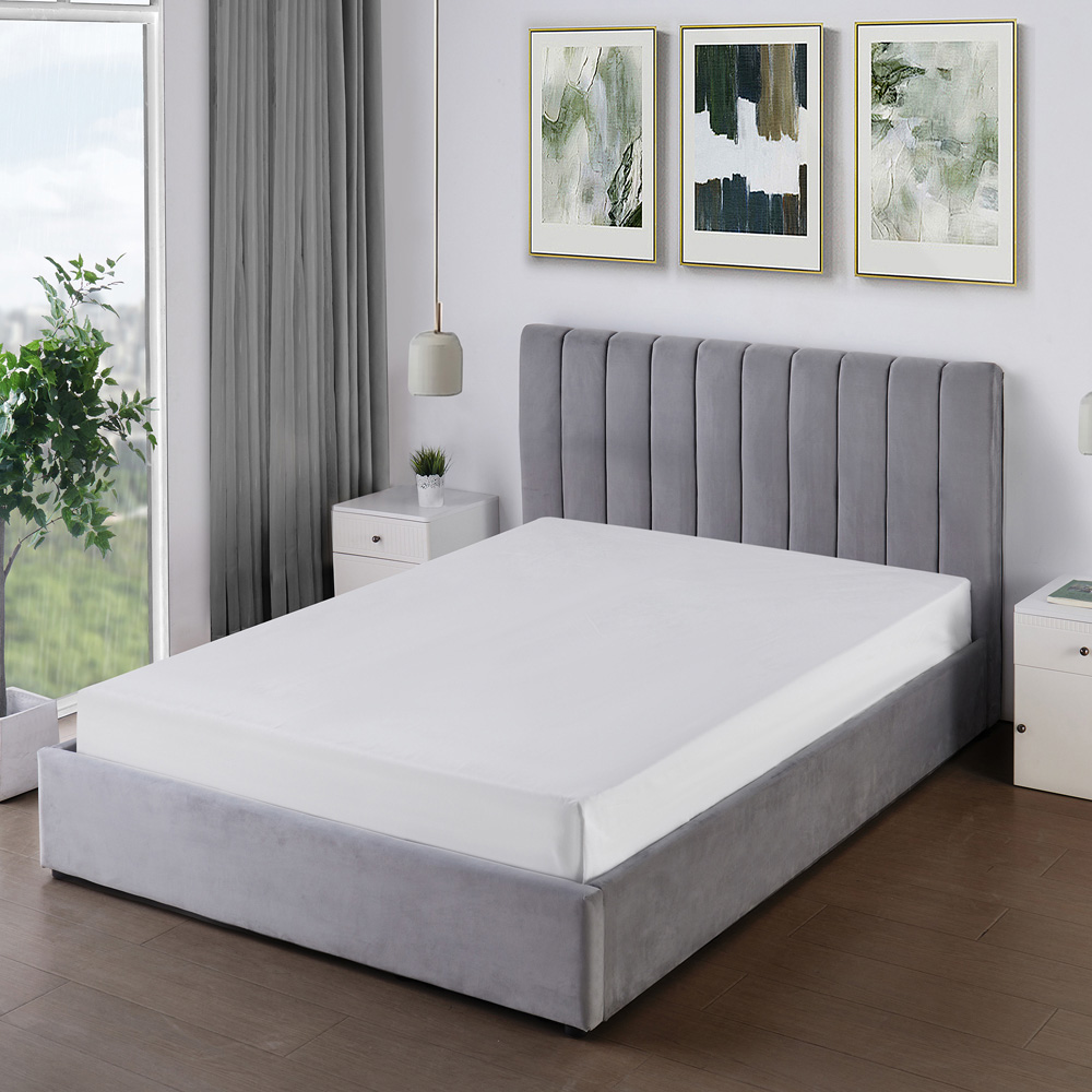 Brooklyn Corwin King Size Grey Velvet Ottoman Bed Image 4