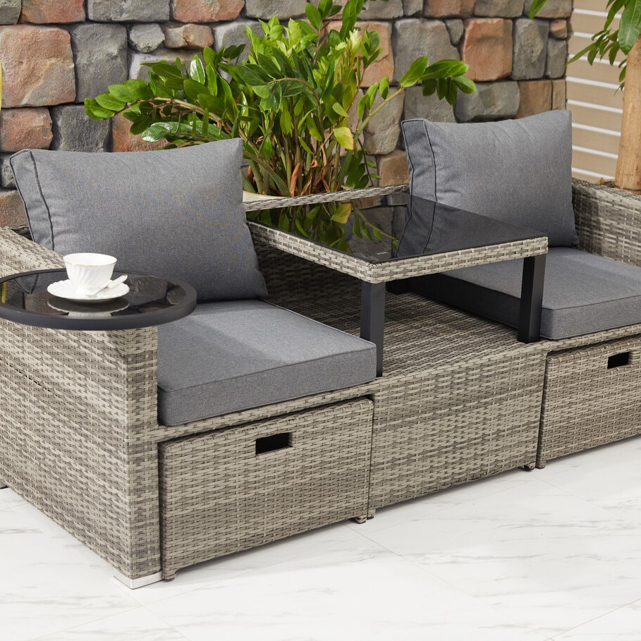 Malay Deluxe Malay New Hampshire 2 Seater Natural Transformer Patio Set Image 1
