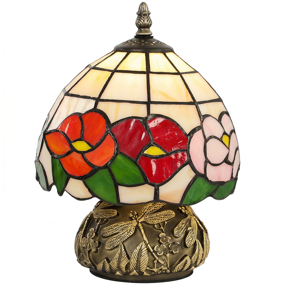 HOMCOM Stained Glass Bedside Lamp Image 1