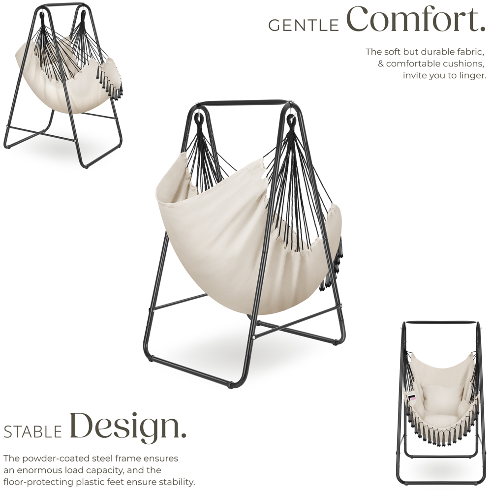 tectake Alison Beige Swing Chair with 3 Thick Pillow Image 3