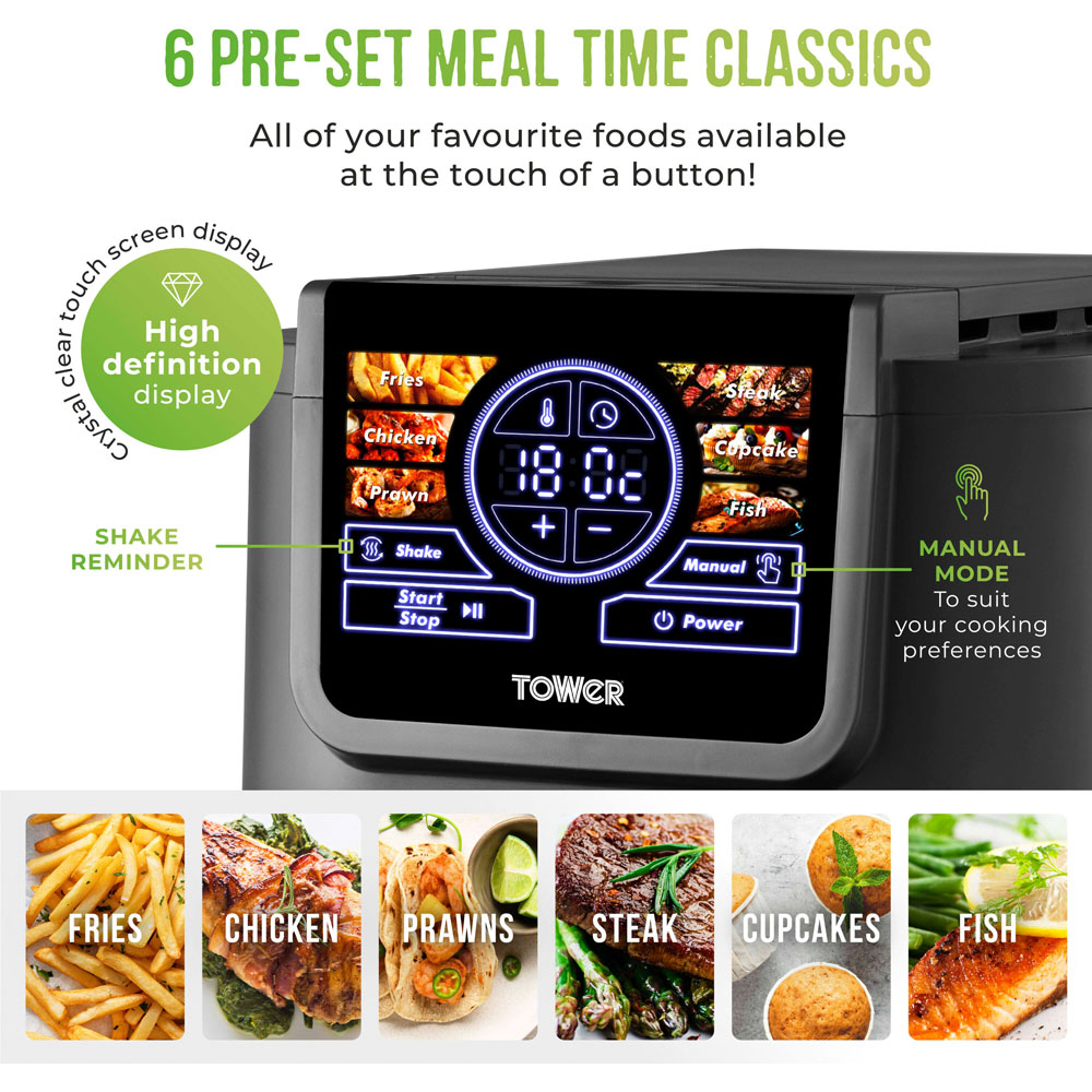 Tower AirX T17166 Grey Single Basket Air Fryer Digital Air Fryer 5L Image 4