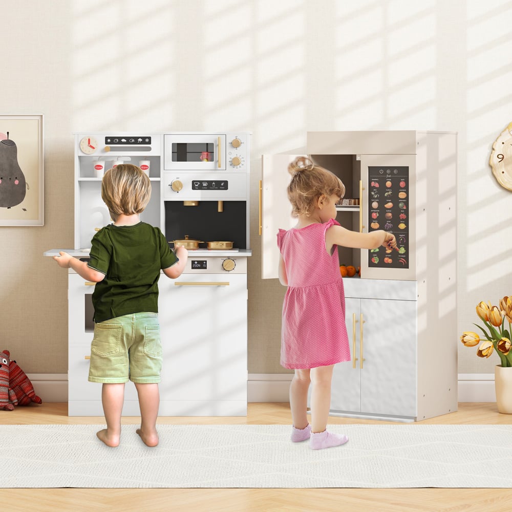 Costway Kids White 2 Piece Kitchen Play Set with Refrigerator Image 5