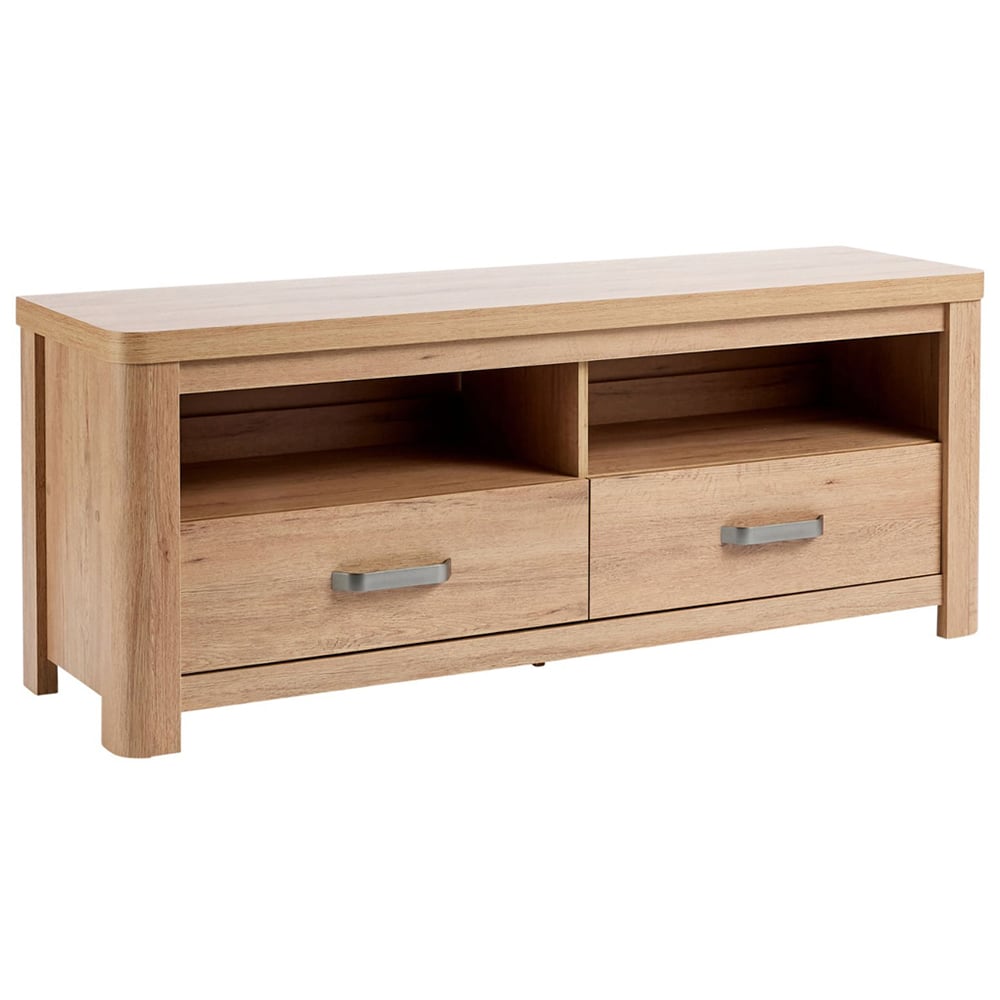 Home Source Huntingdon 2 Drawer 2 Shelf Oak Effect TV Unit Image 2
