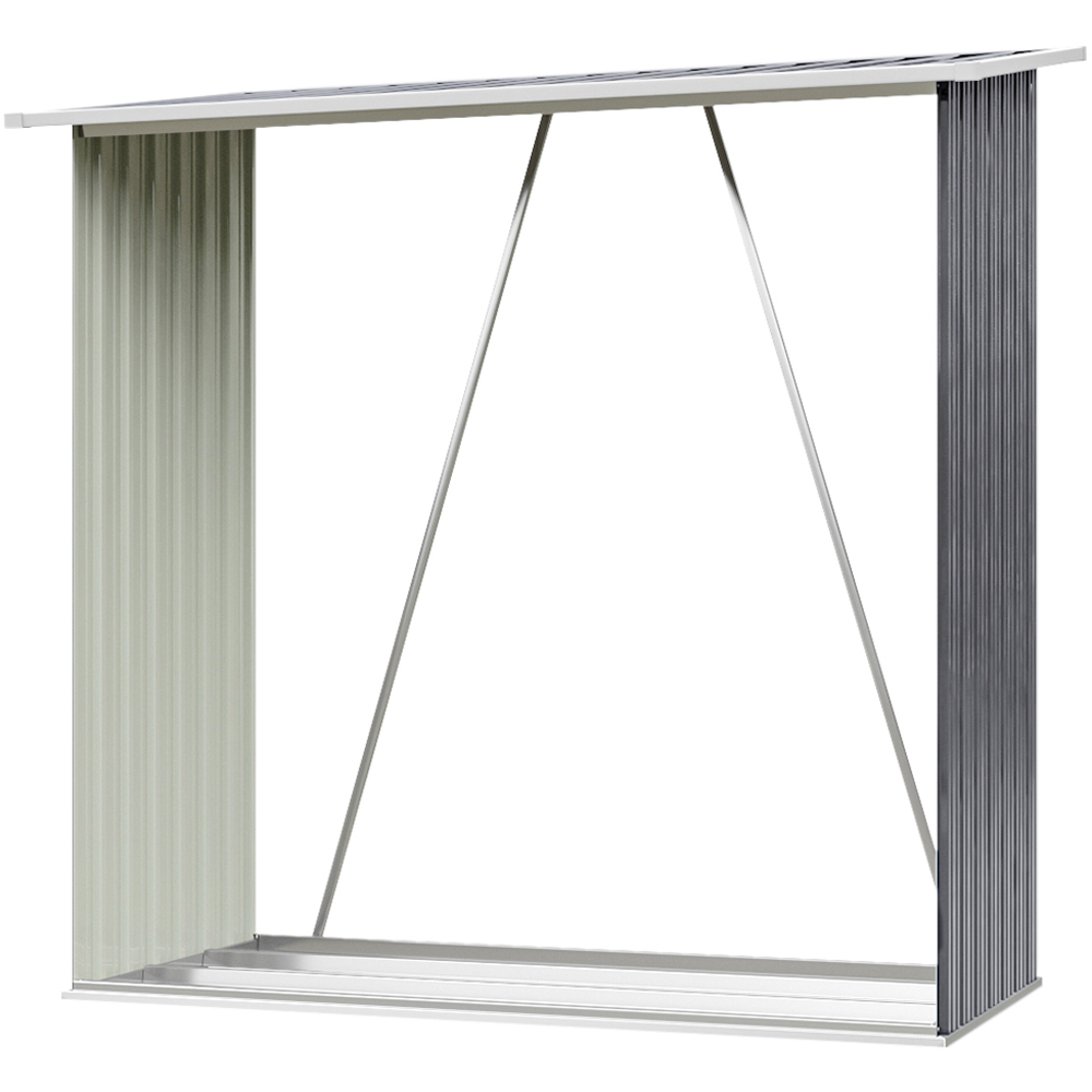 Living and Home 5.1 x 2.3ft Green Zinc Steel Garden Log Storage Shed Image 1