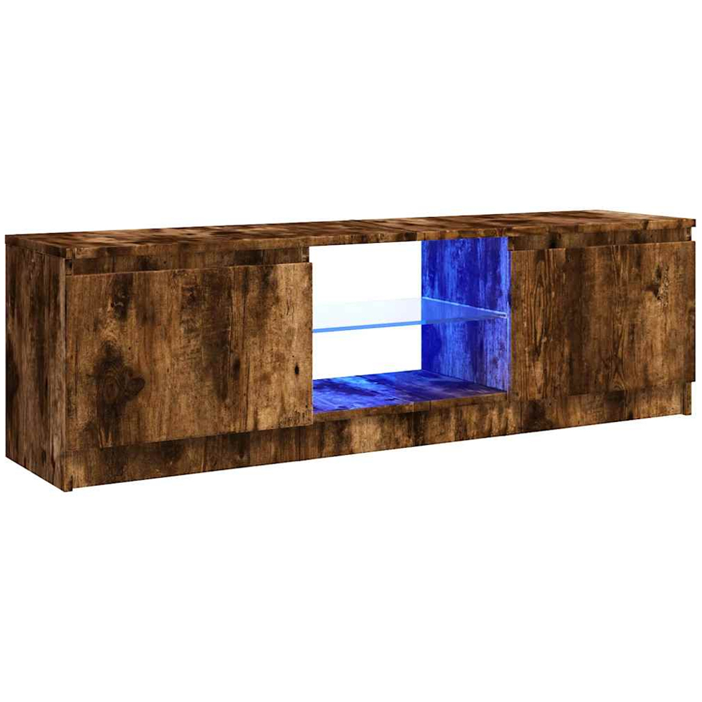 vidaXL 2 Door 2 Shelf Smoked Oak LED TV Cabinet Image 2