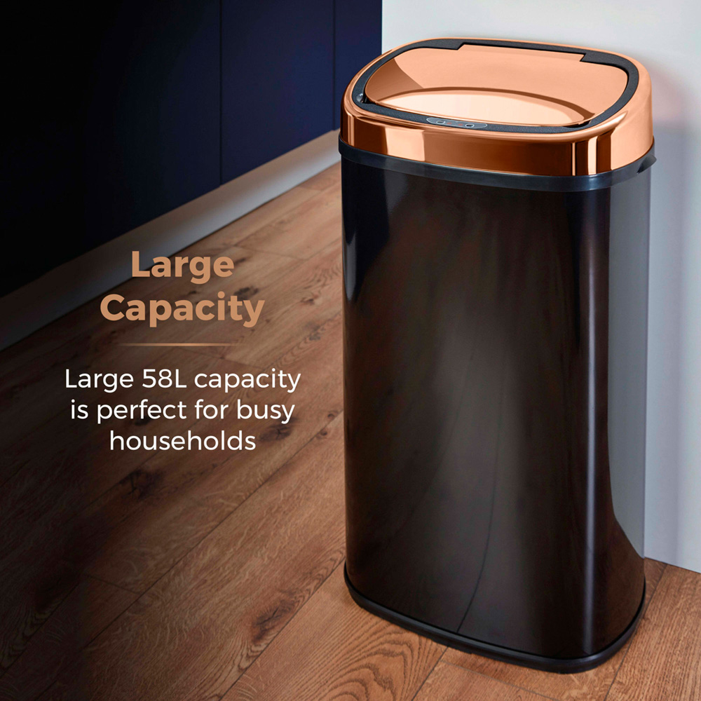 Tower Black and Rose Gold Square Sensor Bin 58L Image 4