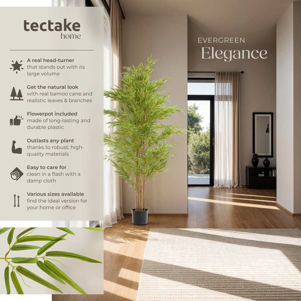 tectake Artificial Bamboo Plant in Pot 180cm Image 6