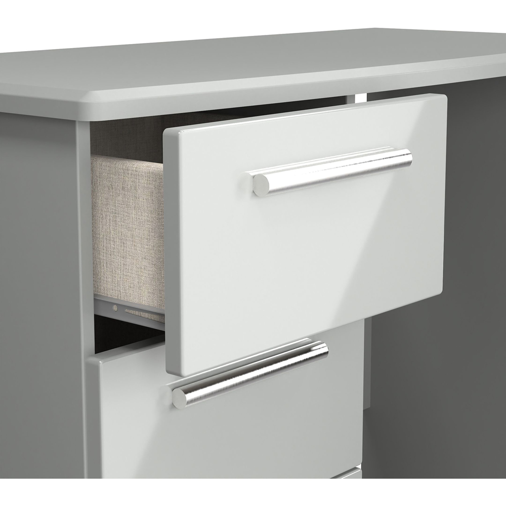 Crowndale Knightsbridge 3 Drawer Grey Gloss and Dusk Grey Vanity Dressing Table Ready Assembled Image 6