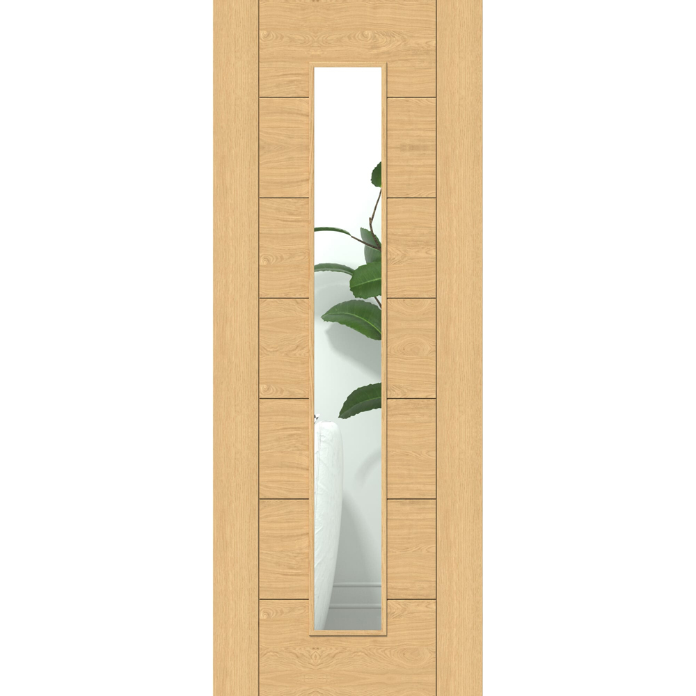 Green & Taylor Oak 7 Panel Single Lite Clear Glazed Prefinished Internal Door 1981 x 686mm Image
