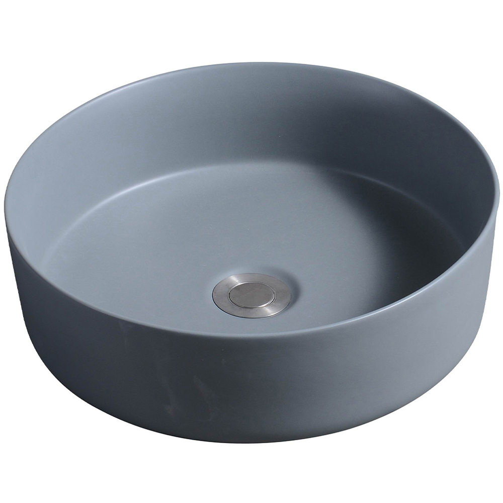 Limoge 7844 Dark Grey Ceramic Vert Round Countertop Basin 35cm Image 1