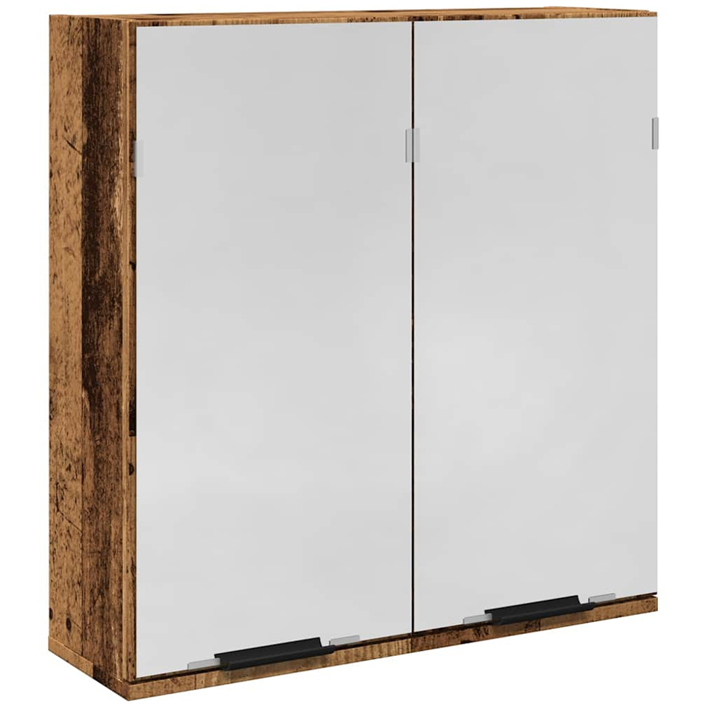 vidaXL 2 Door Brown Mirror Wall Mounted Bathroom Cabinet Image 2