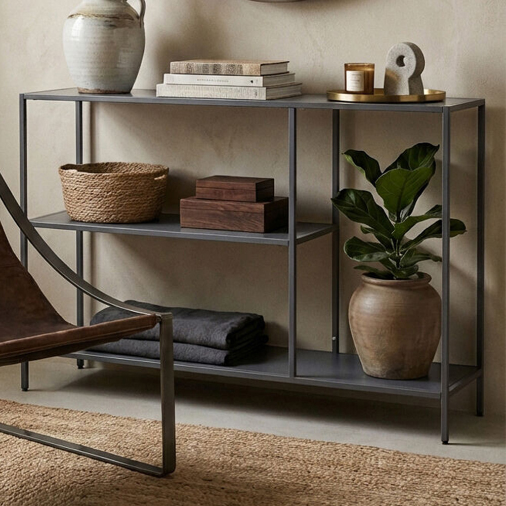 Premier Housewares Grey Metal Console Table Image 1