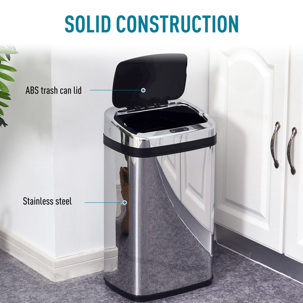 HOMCOM Silver Automatic Kitchen Bin with Lid and Infrared Motion Sensor 30L Image 6