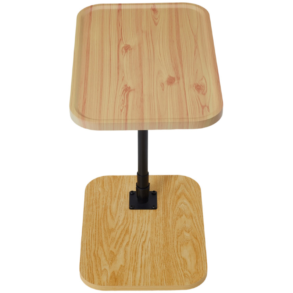Living and Home Natural and Black Height Adjustable Side Table Image 5