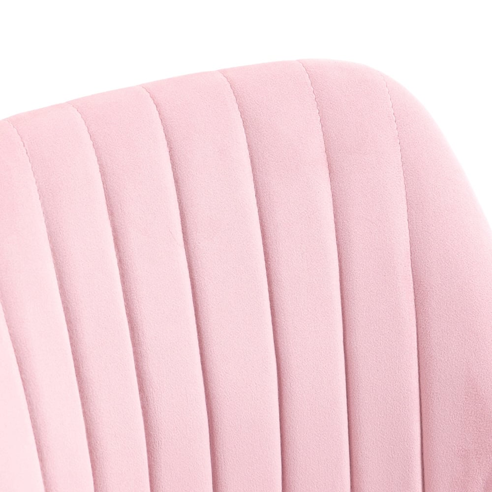 Portland Pink Velvet Office Chair with Adjustable Height and Wheels Image 3