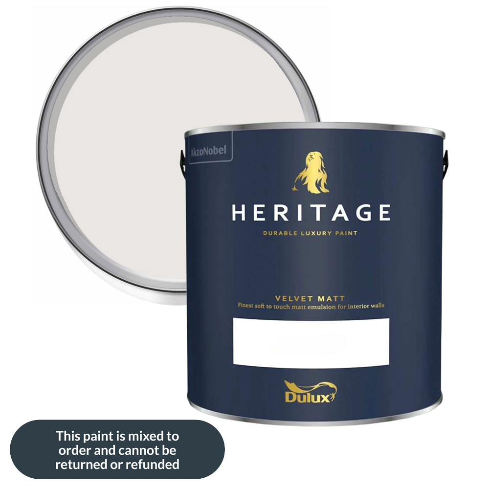 Dulux Heritage Walls and Ceilings Wishbone White Velvet Matt Emulsion Paint 2.5L Image 1