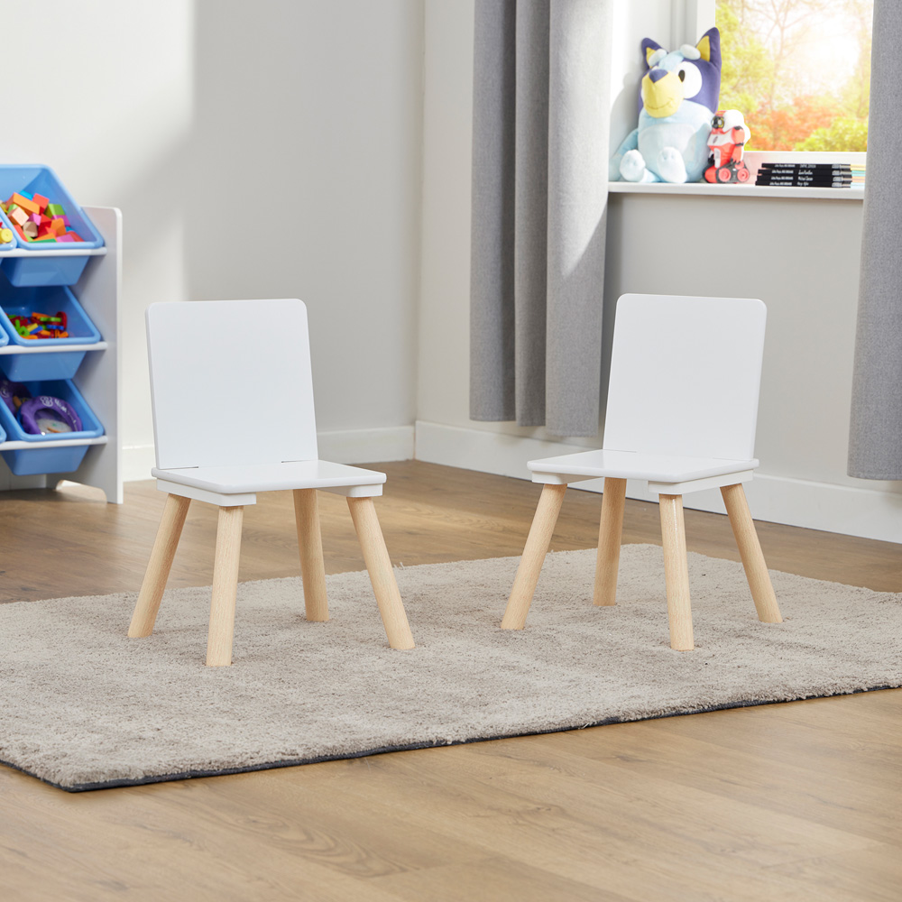 Liberty House Toys Kids White and Pinewood Chair Set of 2 Image 6