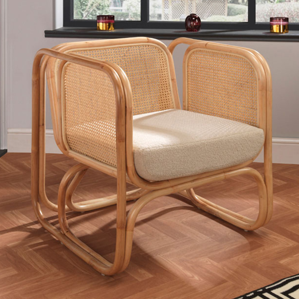 Desser Iconic Natural Latte Fabric Rattan Chair Image 1