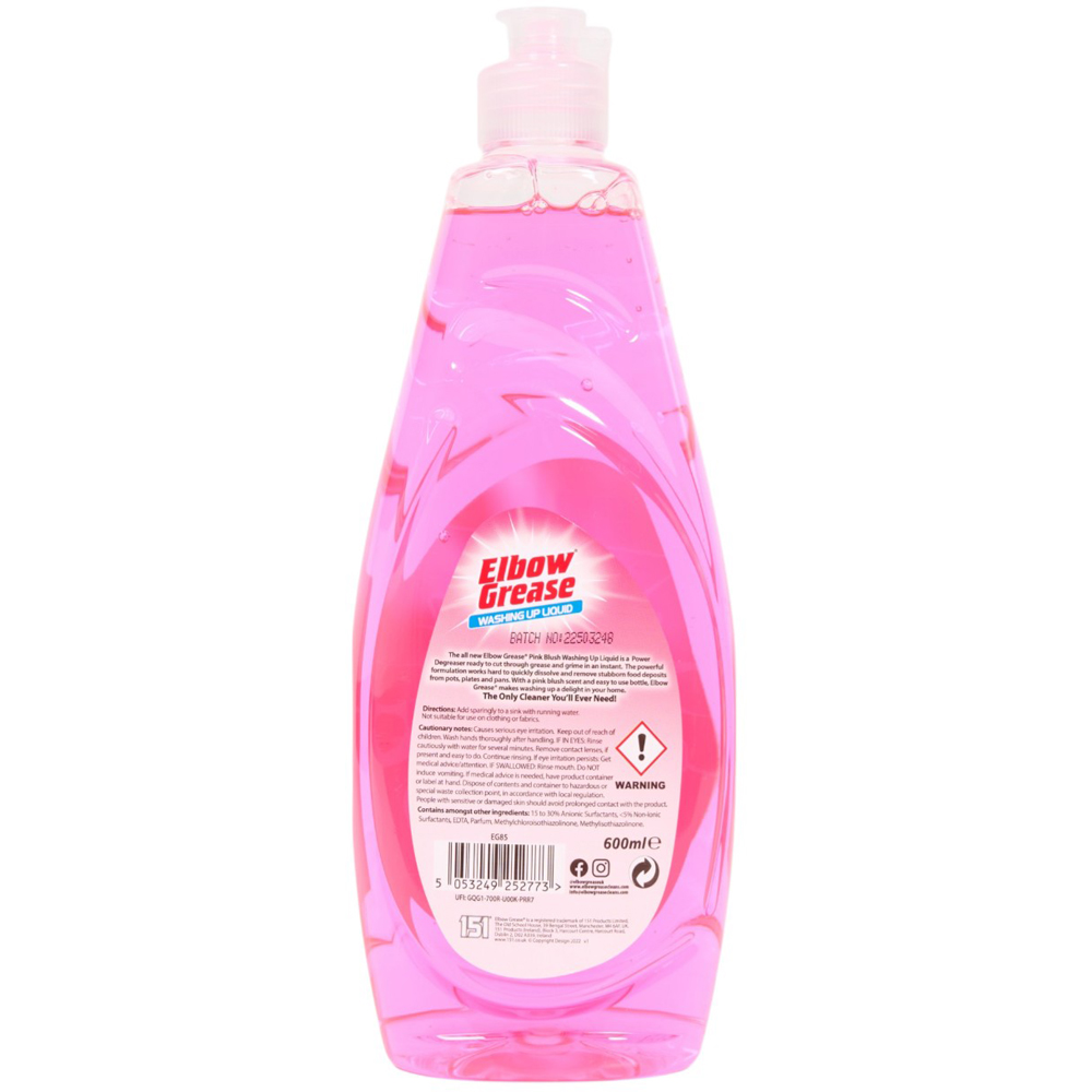 Elbow Grease Pink Blush Washing Up Liquid 600ml Image 2