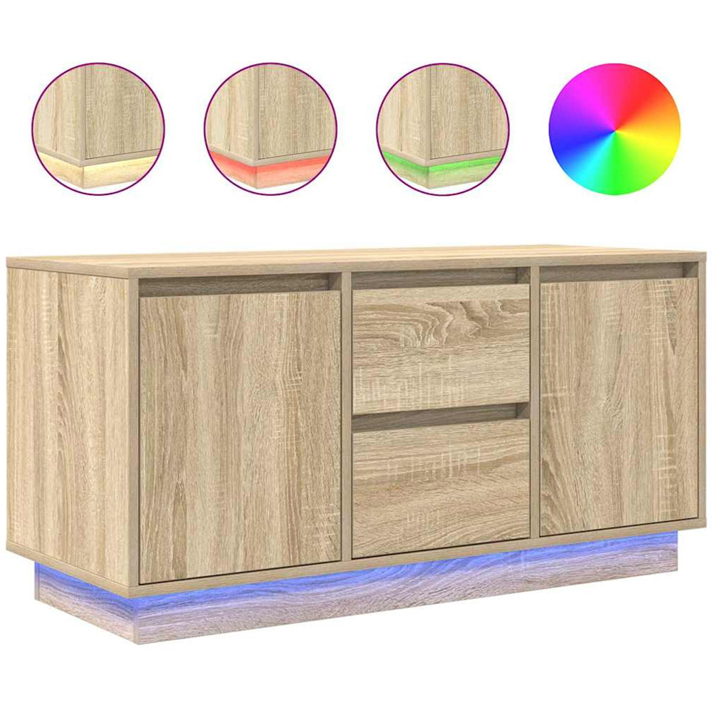 vidaXL 2 Door 2 Drawer Sonoma Oak LED TV Cabinet Image 2