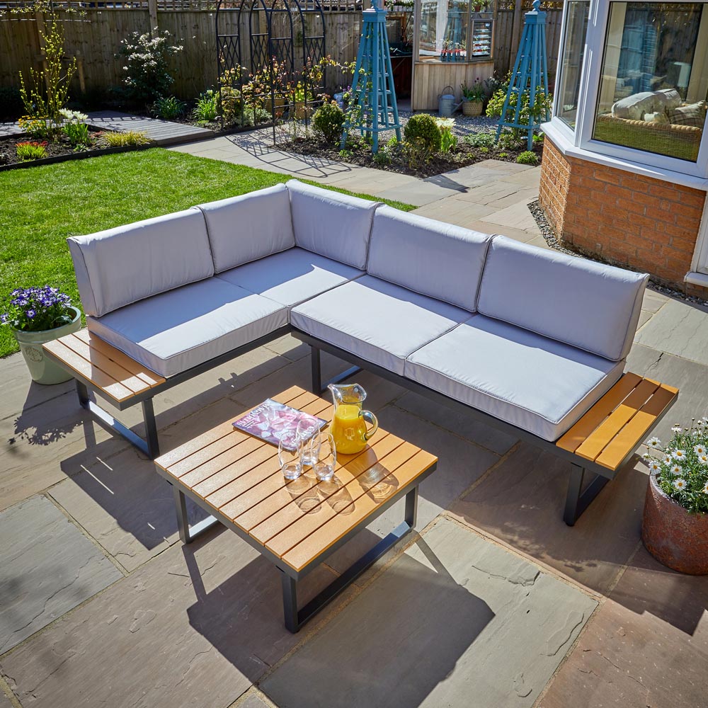 Home Source Ember 4 Seater L-Shape Outdoor Garden Patio Sofa Set Image 5