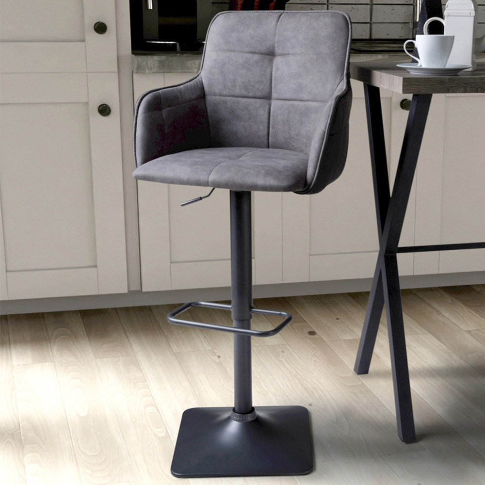 Orion Light Grey Suede Effect Bar Stool Set of 2 Image 1