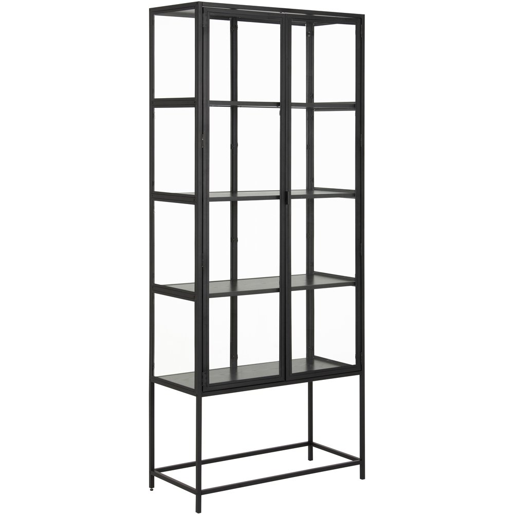 Florence Seaford 2 Door 4 Shelf Black Metal Display Cabinet Image 2