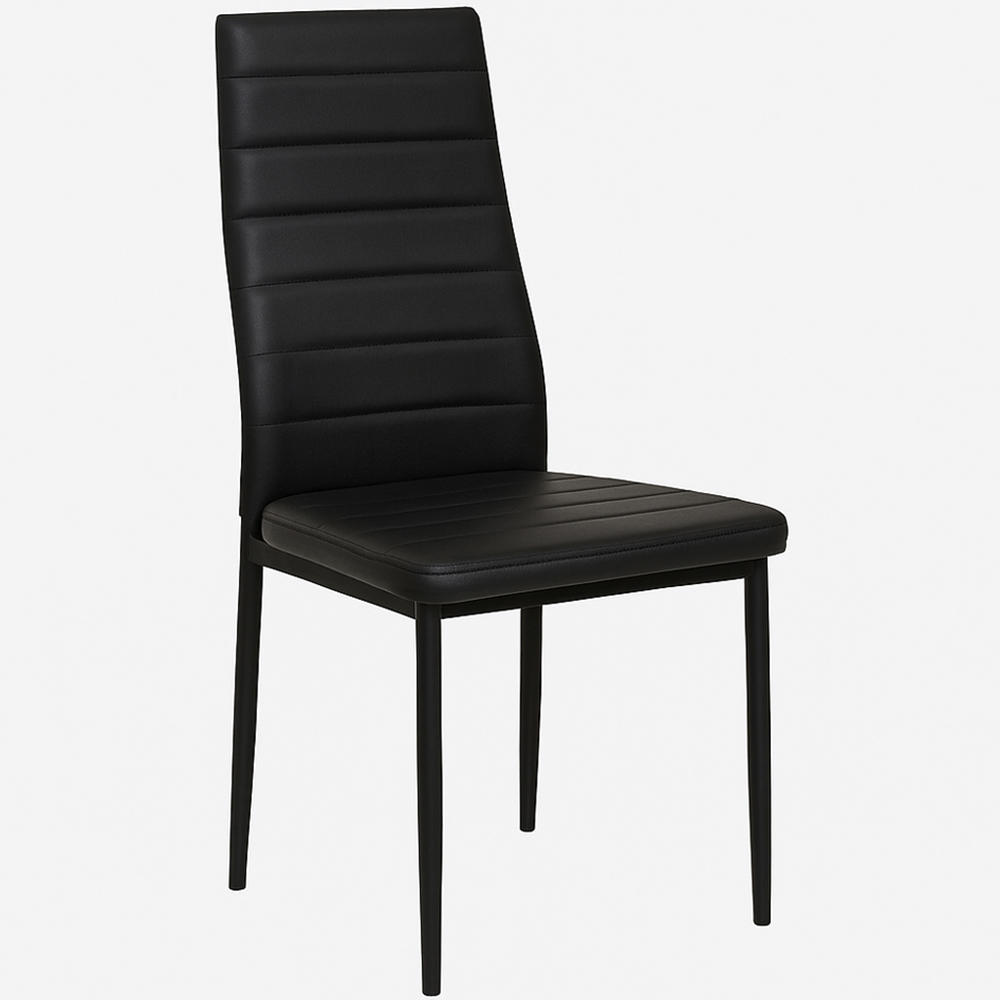 Kosy Koala 4 Seater Faux Leather Wooden Dining Set Black Image 2