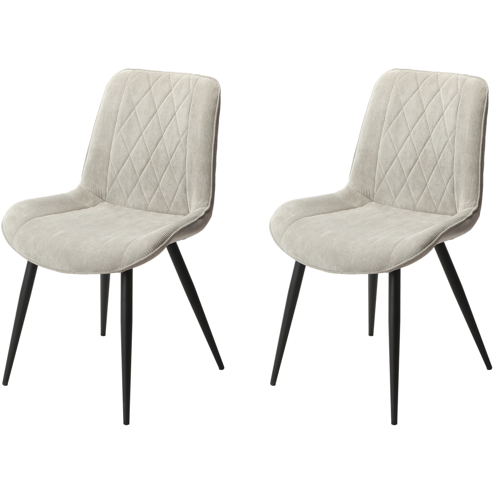 Core Products Aspen Set of 2 Light Grey and Black Diamond Stitch Dining Chair Image 3